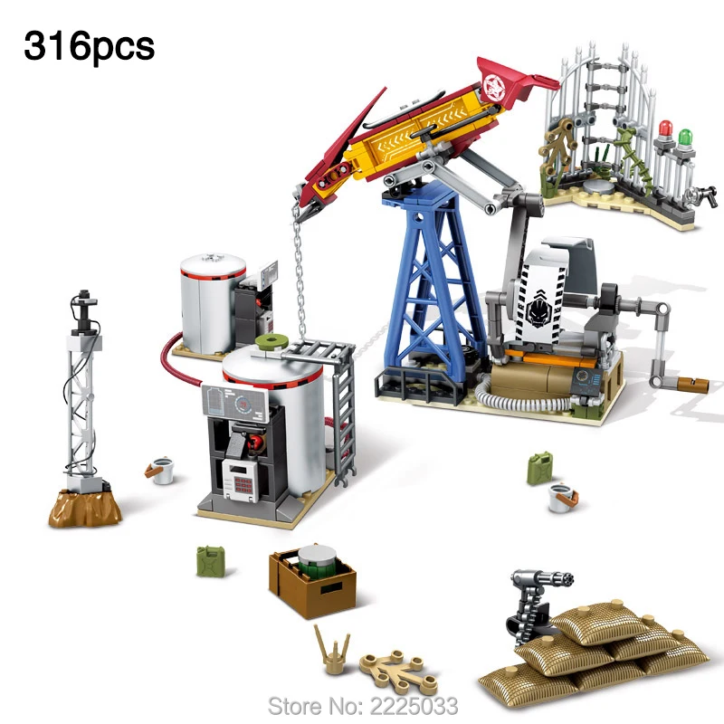 

legoingly Military War Special Forces Fight at The Oil Drilling Base Army Soldier Weapon Gun Building Blocks Toys For children