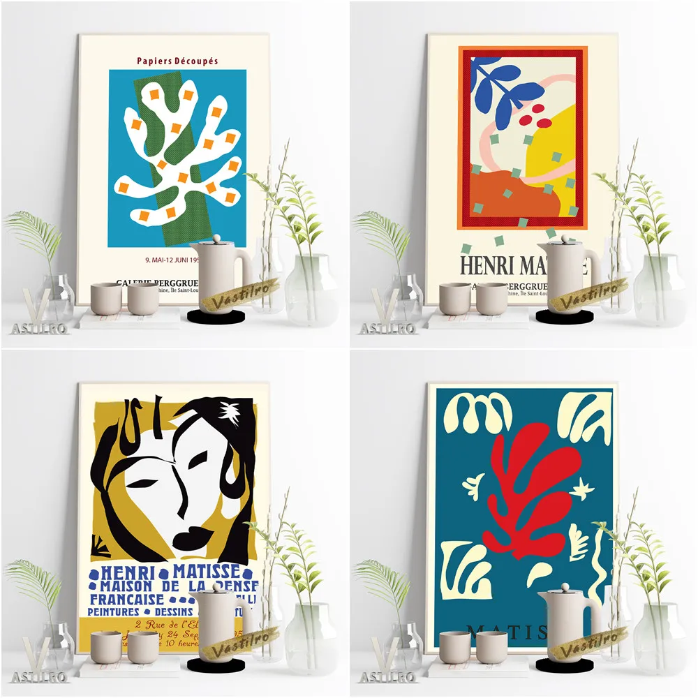 

Henri Matisse Abstract Expressionism Exhibition Museum Poster The Cut-Outs Clipart Wall Stickers Canvas Painting Gallery Decor