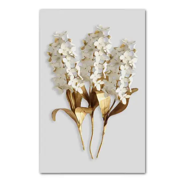 Nordic fashion art plant canvas painting golden leaf feather poster office wall painting living room home decoration mural ZW373