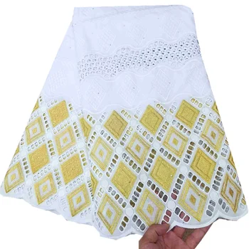 

Gorgeous Swiss Voile Lace In Switzerland High Quality White Gold African Lace Fabric Hollow Out Dry Cotton Lace For Men Women