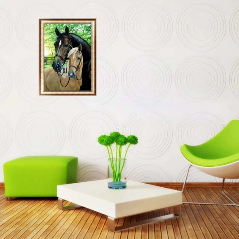 DIY 5D Diamond Embroidery Painting Art Cross Stitch Craft Decoration Dual Horses Q6PE DIY 5D Diamond Embroidery Painting Art Cross Stitch Craft Decoration Dual Horses Q6PE
