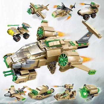 

Military Fighter Model Building Blocks 8-in-1 Deformed Assembly Bricks Educational Boys Toy for Kids Birthday Gift 396 PCS
