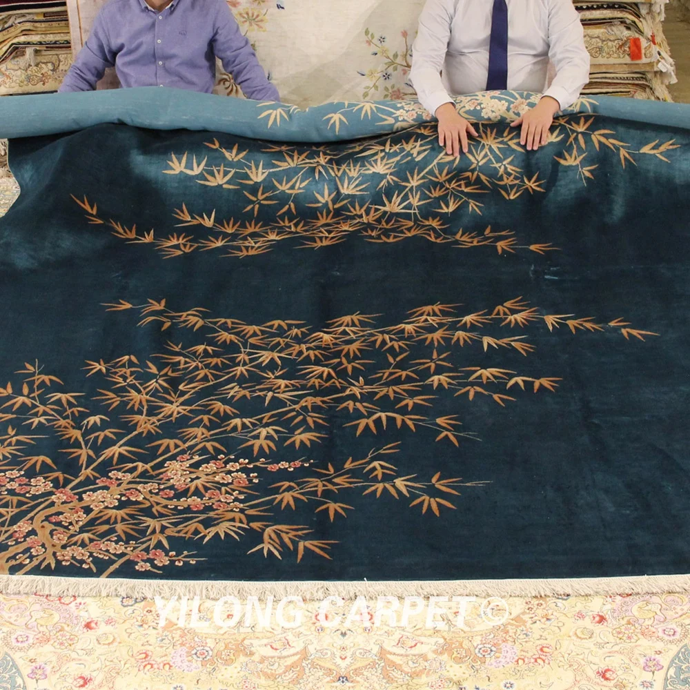 Yilong 8'x10' Кум персидский шелковый ковер Большой античный медальон Кашмира ковер ручной работы (0937)