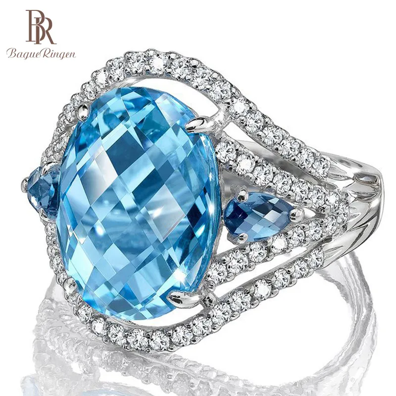 Bague Ringen высококачественное женское кольцо с 10*12 мм овальным аквамариновым драгоценным камнем Настоящее 925 Серебряное Ювелирное кольцо для свадебной вечеринки