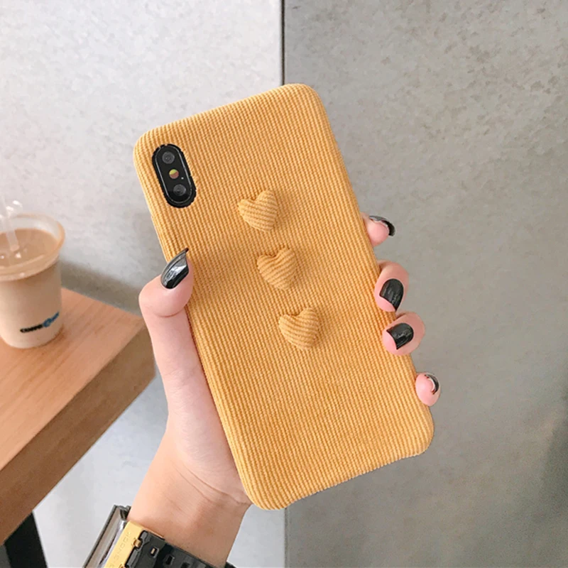 Винтажный 3D чехол для телефона с сердечком для iPhone 11 Pro 11pro Max XR XS MAX X 6 6S 7 8 Plus, мягкий однотонный чехол для задней панели телефона s - Цвет: Yellow