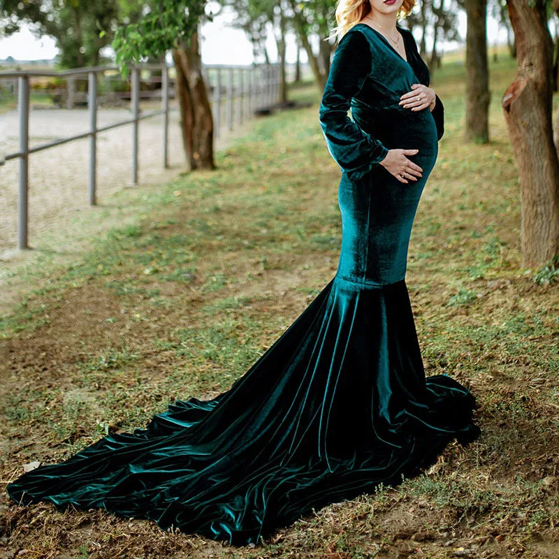 Velvet Maternity Winter Dresses For 