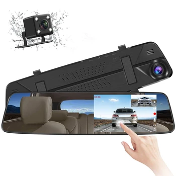 

IPS 4.39 Inch Mirror Dash Cam, Rear View Mirror Dash Cam with Loop Recording Waterproof Reversing Camera G-Sensor