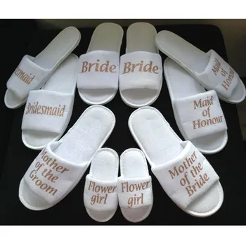 

personalize glitter Wedding Slippers, gold Bridesmaid Bride flower girl Hens Night Bachelorette Slippers party favors gifts