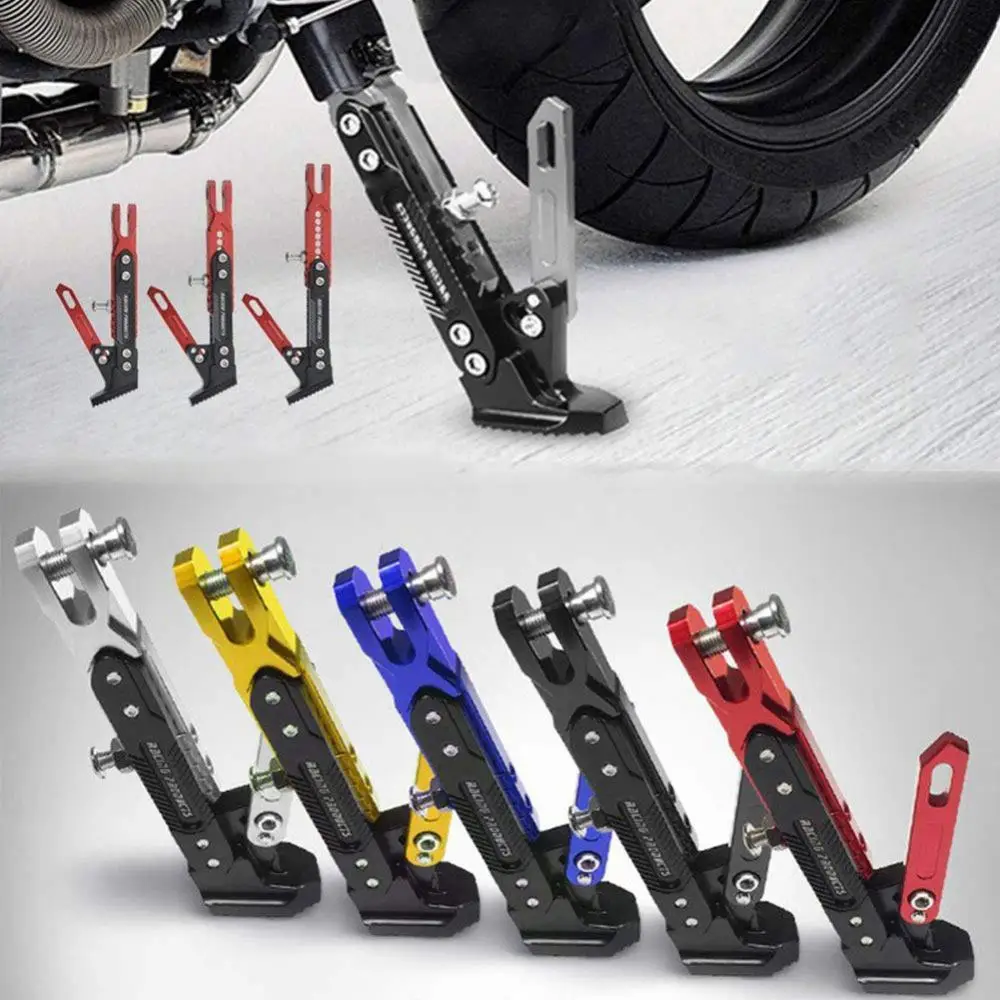 Motorcycle Universal CNC Kickstand Foot Side Stand Crossbar Supporter Adjustable 