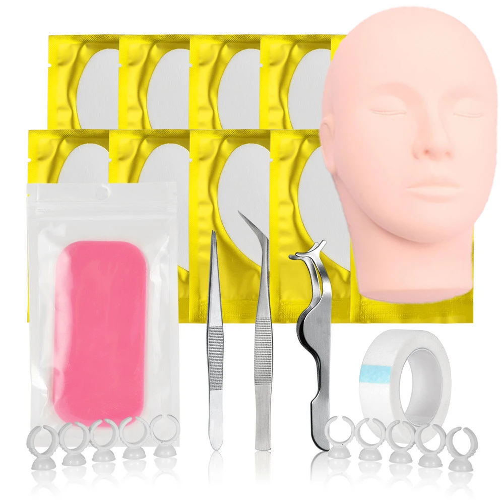 

Eyelashes Set Mannequin for Eyelashes Extension Set Lashes Dummy Head Practice Set Eyelash Extension Supplies Training Kits