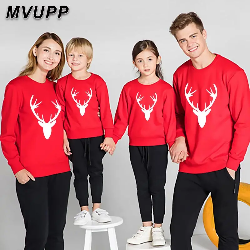 Одинаковые Рождественские свитера с принтом happy deer для всей семьи хлопковая