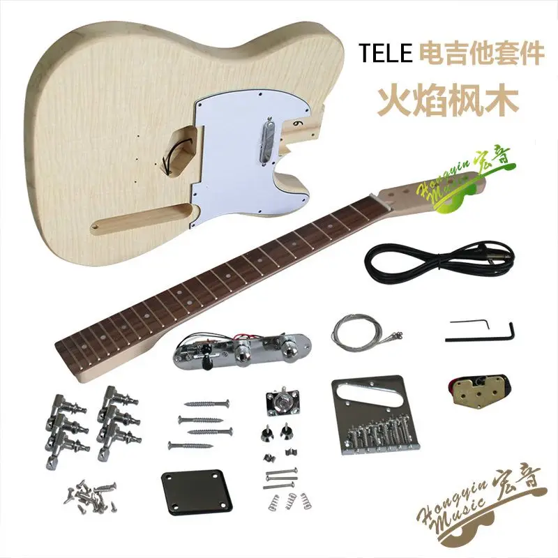 TL estilo agua ondulaciones madera guitarra elΓ©ctrica DIY Kit Set Basswood cuerpo palisandro diapasΓ³n Durable Arce cuello guitar