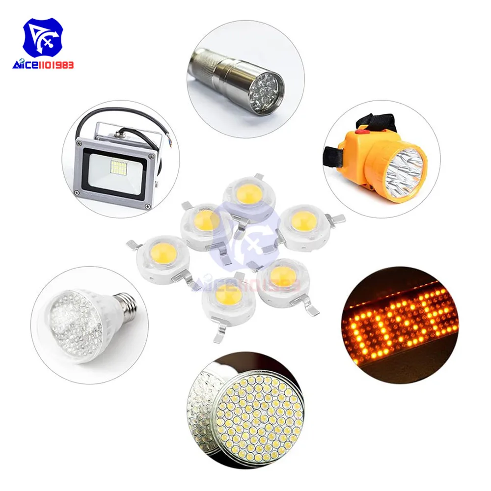 Diymore 10 шт./лот теплый белый свет SMD СИД бисерный чип лампа 3 0-3 6 V 350mA 1 Вт |