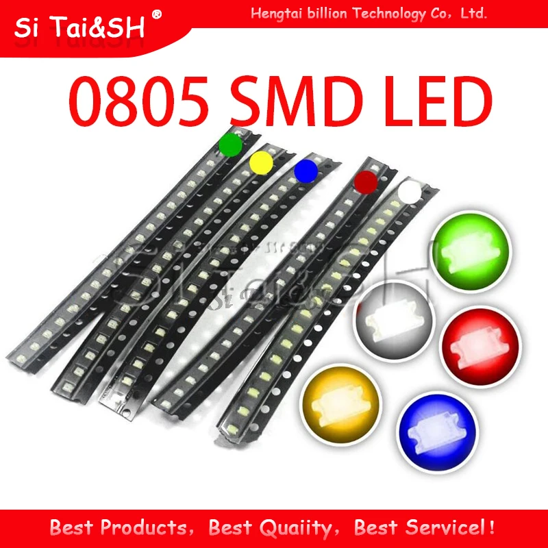 100 шт = 5 цветов x 20 0805 SMD светодиодные диоды светло-желтый красный зеленый | Отзывы и видеообзор