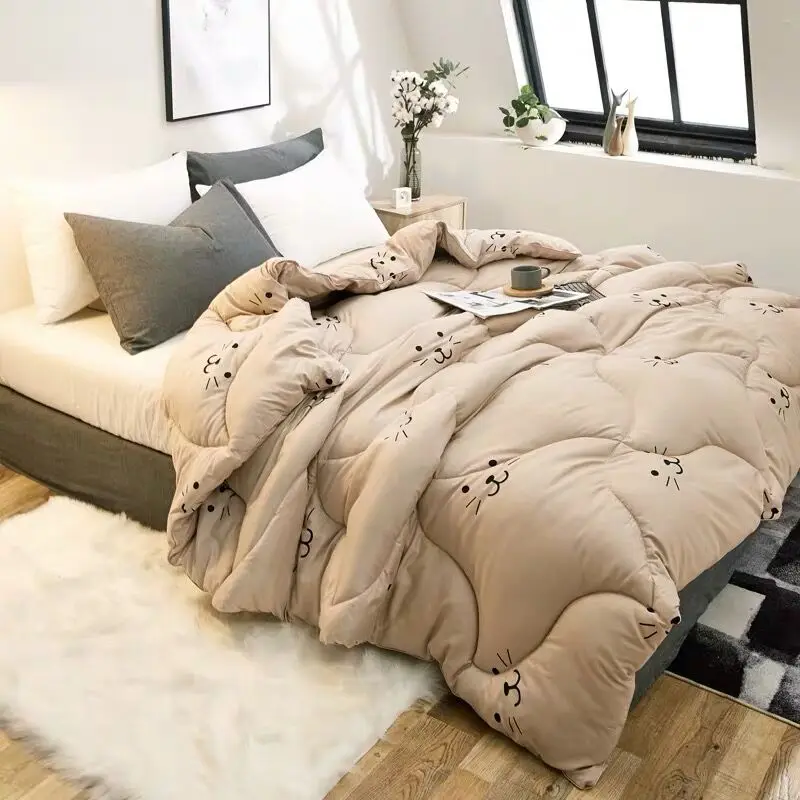 Мягкое удобное одеяло зимняя спальня толстое теплое стеганое одеяло одинарная двойная печатная Лоскутная Ткань для постельного белья одеяла - Цвет: as picture