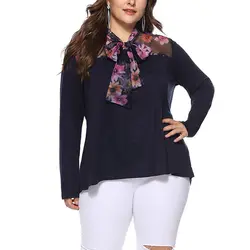 Плюс Размеры женщина сетки Кружевная блуза большой Размеры топы с цветочным принтом Элегантный Лук шеи Blusas женские офисные рубашки ретро OL
