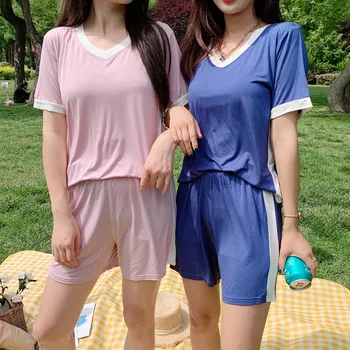 

Modal Pajamas Suit Women'S Short Sleeved Summer Thin Section Korean-Style Loose And Plus-Sized Tracksuit Fat Mm Casual