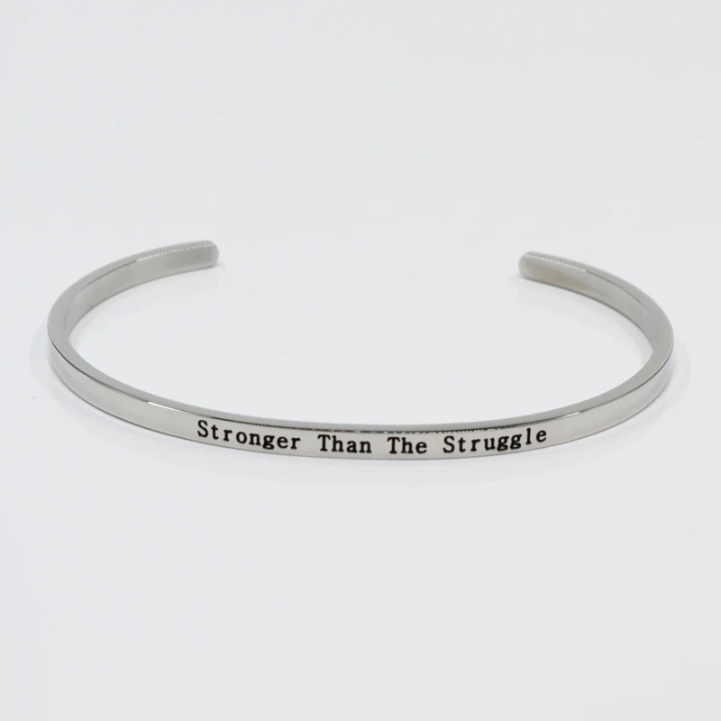 Stronger than the struggle mantra adjustable cuff bracelet 
