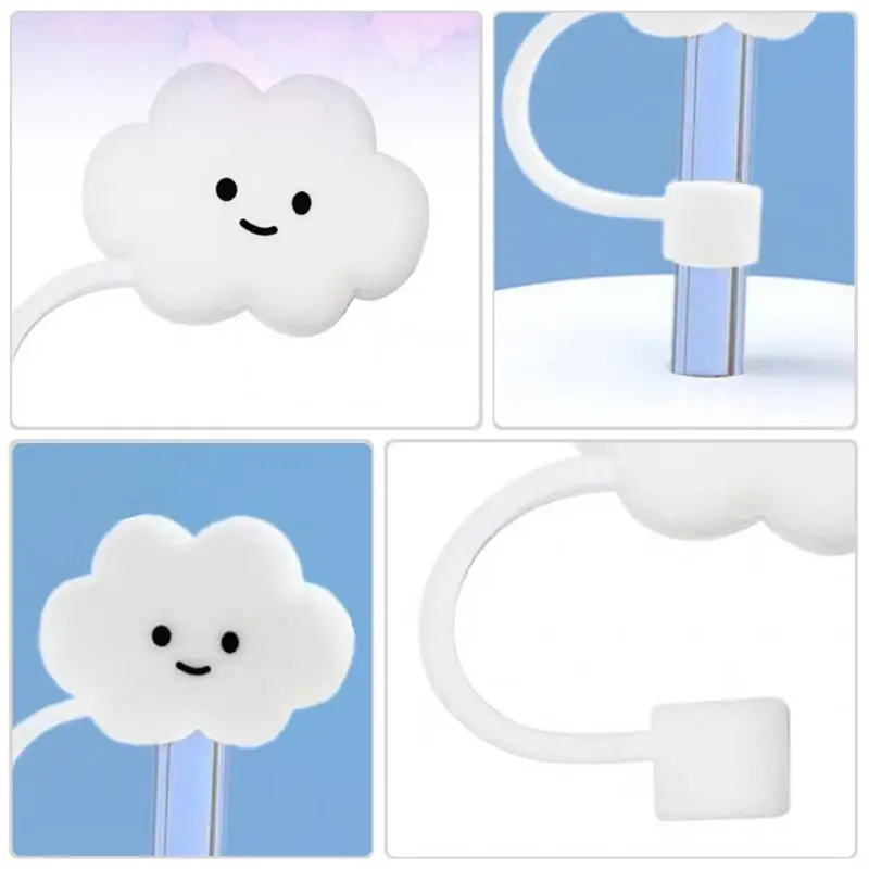 2pcs   Straw Plug Interesting Better Vivid Protector Caps Cloud Shape Straw Tips Cover Daily Supplies for Party