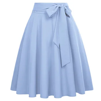 Belle Poque 여성용 하이 웨이스트 A라인 포켓 스커트, 스케이터 플레어 미디 스커트, 1950 년대 레트로 플레어 스커트, 오피스 레이디 워크웨어 A30