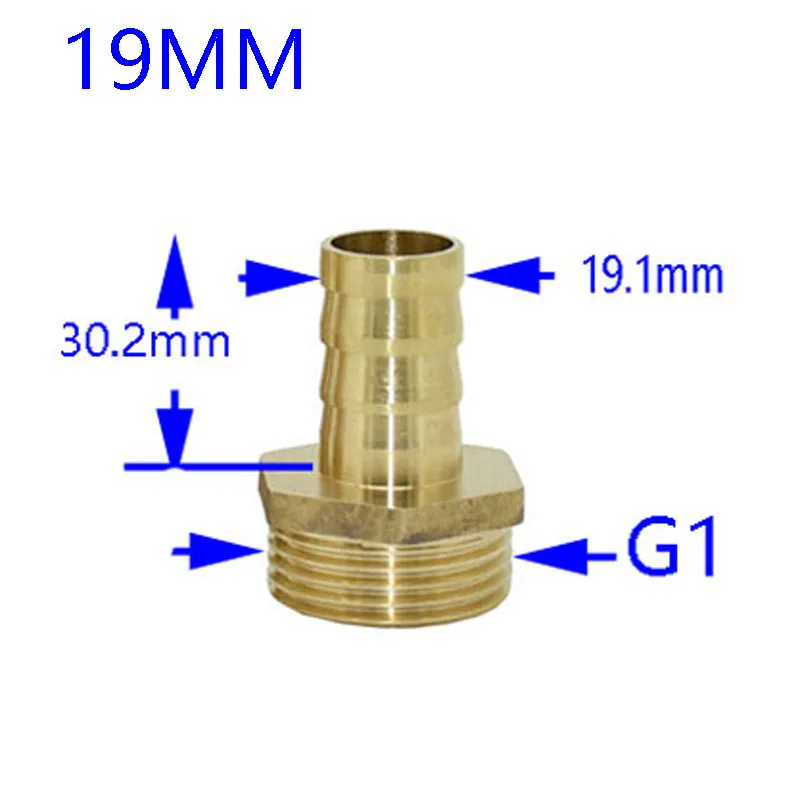 Латунный фитинг трубы " Резьба для 19 мм 20 мм 25 мм 32 мм соединитель шланга медный разъем для сада DN15 DN20 DN25 1 шт - Цвет: 19mm