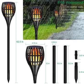 

Flickering Flame Solar Torches Light Outdoor Waterproof Solar Power Pathway Light Landscape Decor for Garden Patio Yard