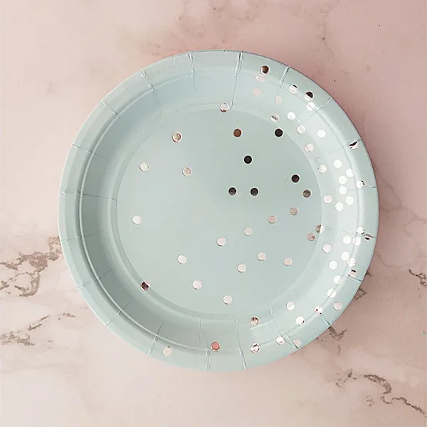 24pcs Confetti Dot Small Paper Plates Pastel Blue/Pink/Mint Dessert Dishes  Birthday Baby Shower Gender Reveal Party Tableware - AliExpress
