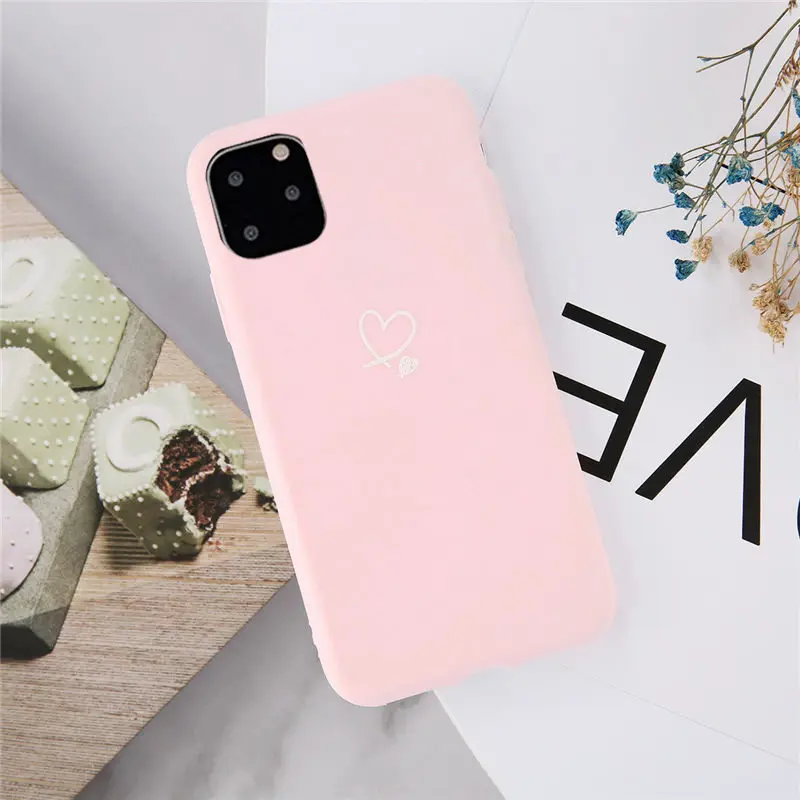 Lovebay Любовь Сердце Силиконовый чехол для телефона для iPhone 11 Pro 7 8 6 6s Plus X XR XS Max 5 5S SE карамельный цвет оболочка мягкая ТПУ задняя крышка - Цвет: 3209P