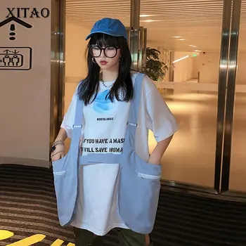 

XITAO Original Print Tee Women Loose Sense of Design Short Sleeve Casual The 2020 Summer Personality Fashion T Shirt DMY4726