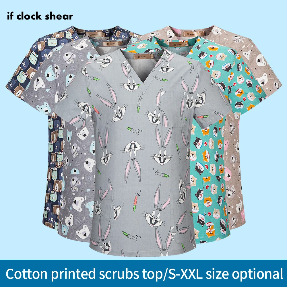 IF New Unisex pet grooming scrub workwear Multi color scrubs tops lab