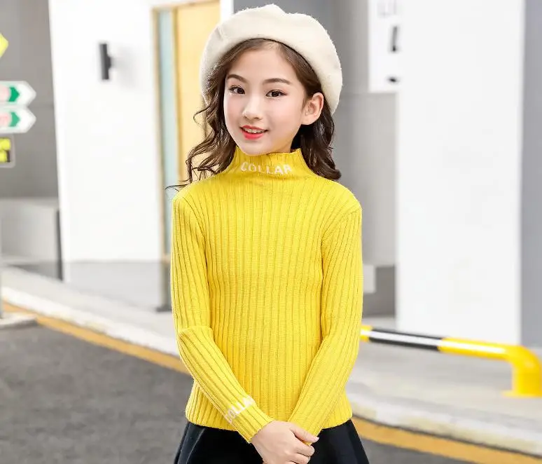 Коллекция года, зимняя одежда для малышей осенний кардиган, милый свитер для девочек Одежда для маленьких девочек Trui Meisje детские свитера для детей 6, 8, 10, 12 лет - Цвет: Цвет: желтый