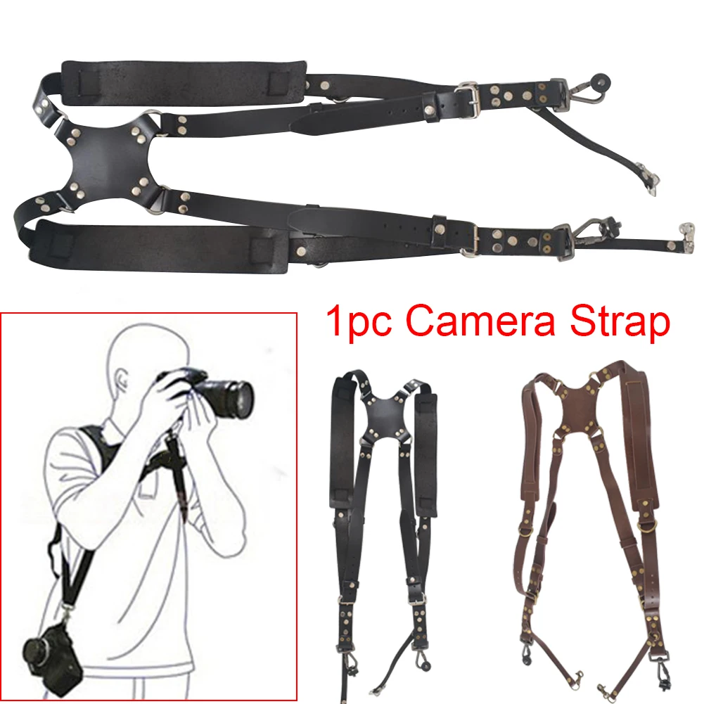 Travel Harness Portable Adjustable Universal DSLR Artificial Leather Belt Outdoor Dual Shoulder Retro Quick Release Camera Strap |