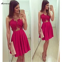 Простые красные шифоновые платья для Бала выпускников, кружевное платье с аппликацией и глубоким вырезом для выпускного вечера, вечерние платья для девочек, vestido de formatura