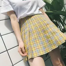 Новая модная Милая Мини-юбка в стиле Харадзюку с высокой талией в стиле панк желтого и синего цвета