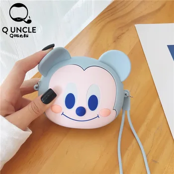 

Q UNCLE Cartoon Blue Mini Purse Coin Purse Wallet Kids Purse Mini Bags Zipper Silica Gel Women Round Pouch Chain Crossbody Bags