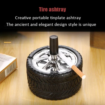 

Creative Wheel Ashtray with Cover Windproof Rotation Tire Ashtray Metal Seal Ashtray Black Ashtray Smoking Cigeterre Accessories