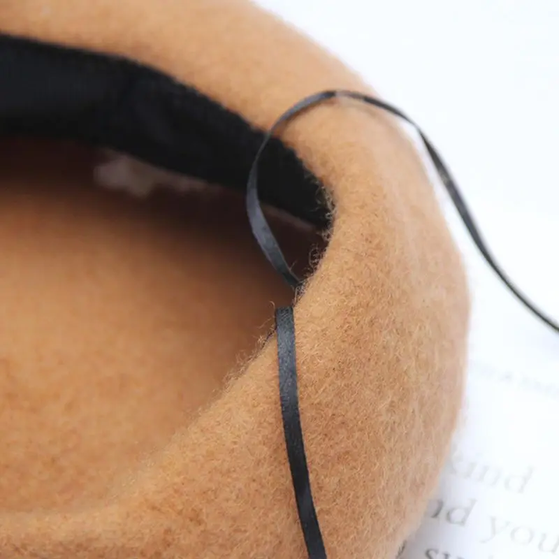 Women Ladies Autumn Winter Wool Beret Cap Chic Snowflake Embroidery Pattern Female Painter Outdoor Elegant Beanies Bonnet Hat