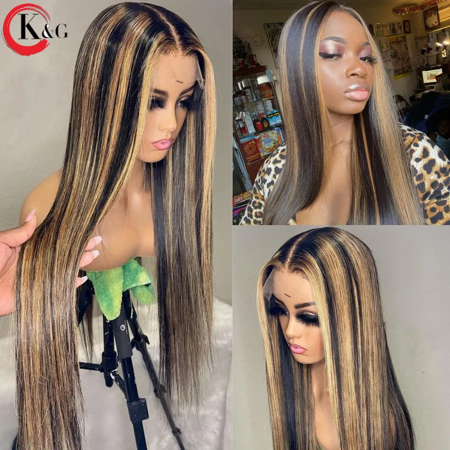 KUNGANG evidenzia 13*6 parrucche in pizzo t-part parrucche diritte per capelli umani parrucche frontali brasiliane per donna150 % densità "8-24" Non Remy