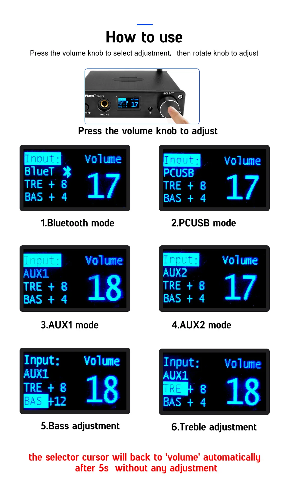 AIYIMA HiFi 6K4 ламповый предусилитель Bluetooth CSR8635 4,2 предусилитель OLED стерео аудио усилитель для наушников USB ЦАП с адаптером 12 в ЕС