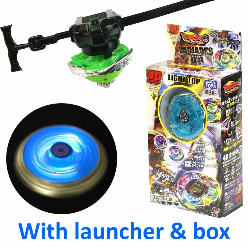 

4D Metal Spinning Top Toys LED Burst Toys Metal Fusion Toys Children Metal Fury Gyroscope Set with Launcher and Box TL06S