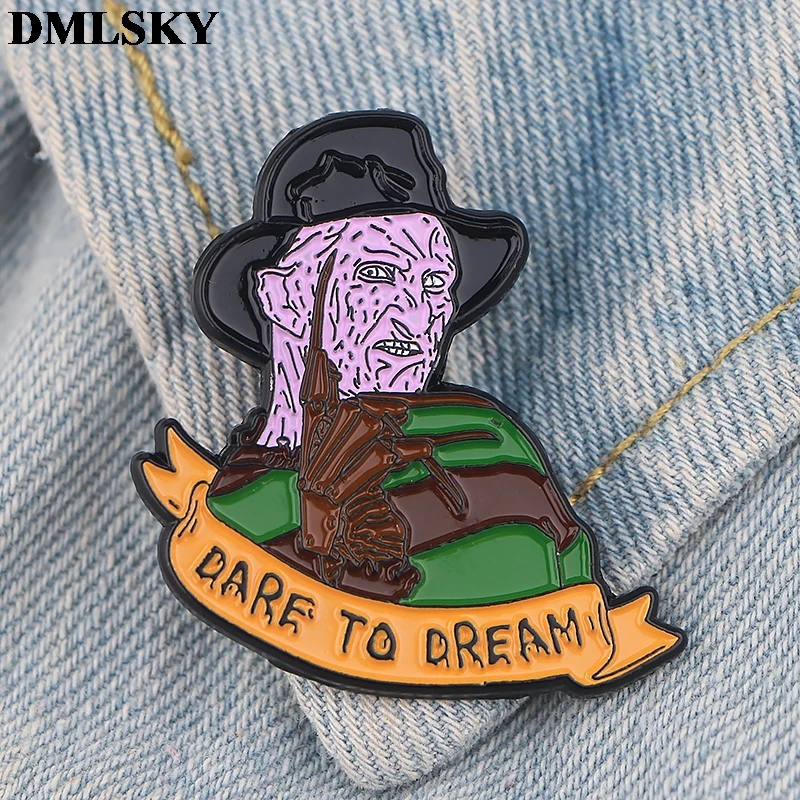 DMLSKY Freddy Krueger эмалированные броши "Кошмар на улице Вязов" Металлические Булавки крутые значки на шляпу булавки на лацкан M4065