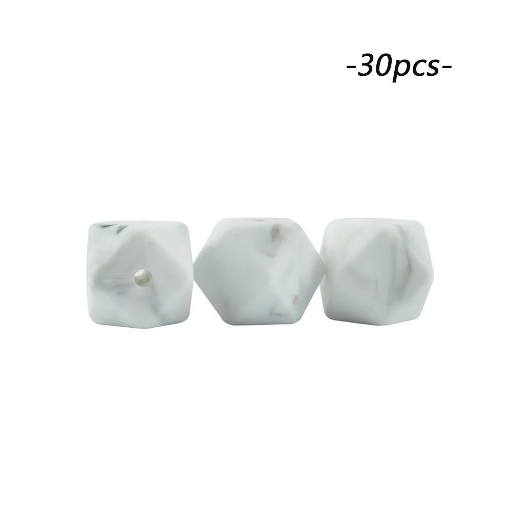 marble LOFCA 30 шт. силиконовые бусины Мини шестиугольник 14 мм Детские Игрушки Для Прорезывания Зубов Ожерелье пищевого качества Детские Прорезыватели BPA бесплатно DIY силиконовые украшения - Цвет: marble