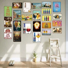 Бельгийское пиво оловянный знак потертый шик доска металлические тарелки для настенного искусства дома кухни Винтажные Украшения Ресторана 30X20 см DU-3262A