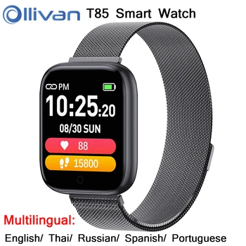 

T85 Smart Watch Color Screen Sport Heart Rate Blood Pressure Oxygen Monitor Music Fitness Trackrt Bracelet multi-language RU/BR