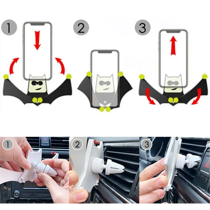 Бэтмен Универсальный Автомобильный держатель для телефона гравитационный автомобильный вентиляционный держатель колыбели подставка для iPhone X samsung XiaoMi huawei gps кронштейн