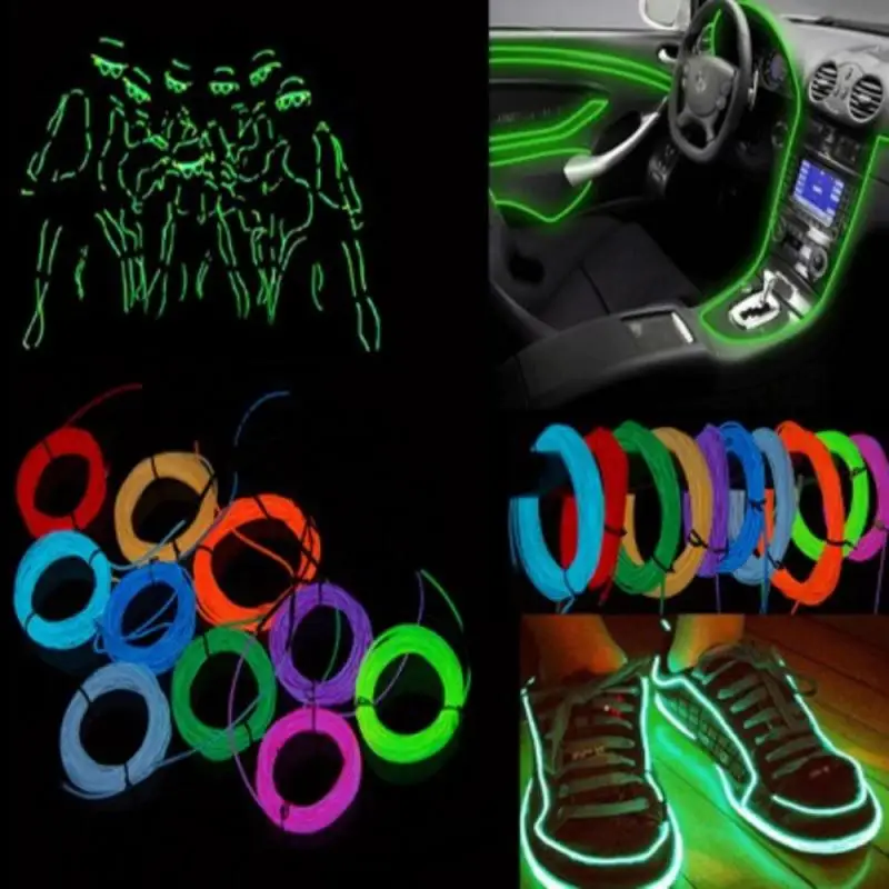 spyder headlights Strip Light Glow EL Wire Cable LED Neon Christmas Dance Party DIY Costumes Clothing Luminous Car Light Decoration Clothes fog light for car