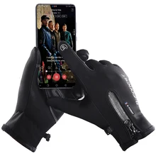 Зимние теплые велосипедные перчатки для езды на велосипеде, перчатки для сенсорного телефона с защитой от ветра, спортивные водонепроницаемые лыжные перчатки на молнии