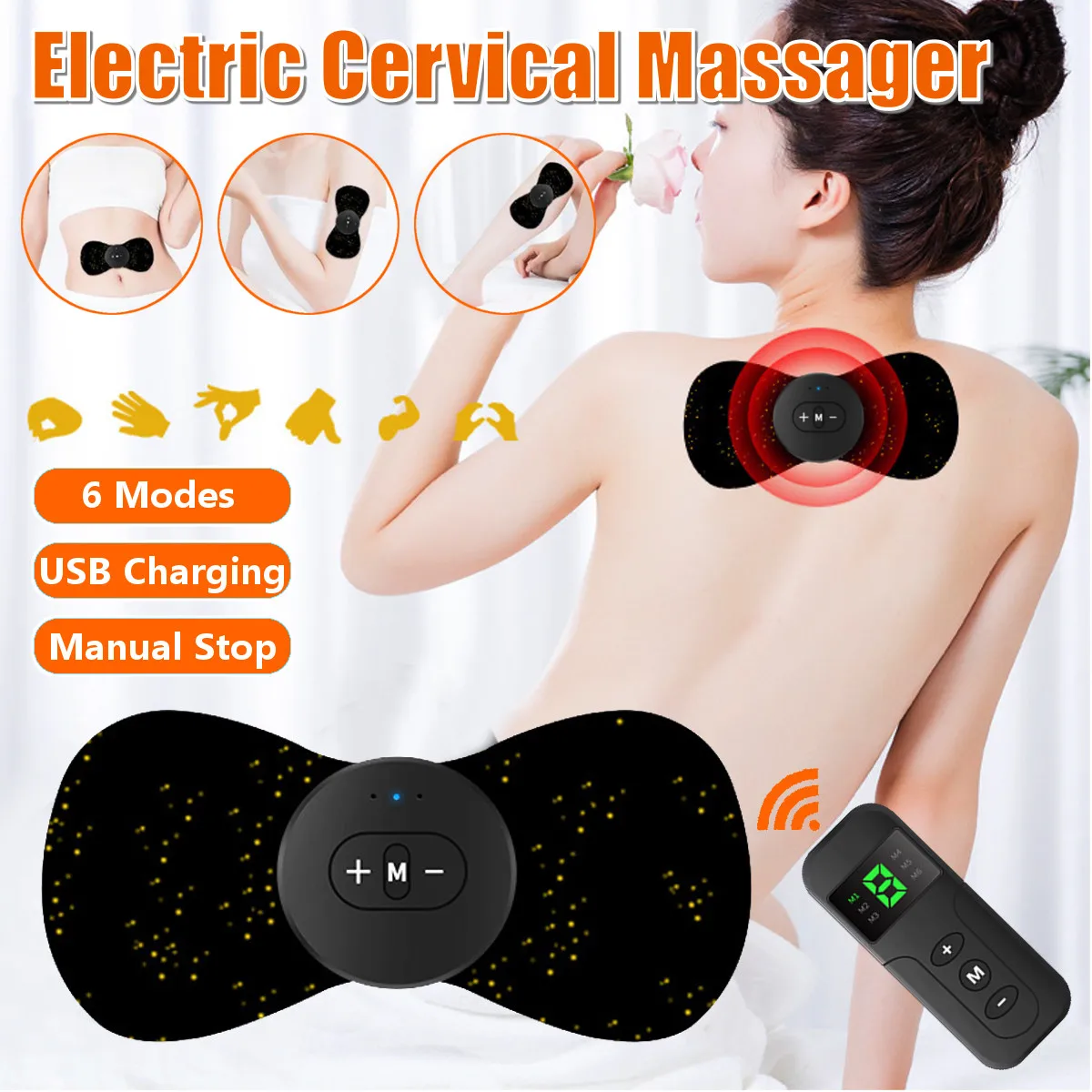 Mini USB Electric Massager Pad Low Frequency Current Pulse Massager Pads Neck Shoulder Cervical Vertebra Massage Body Relaxation