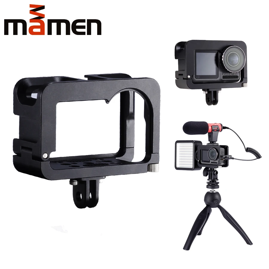 

Vlog Camera Cage With Two Cold Shoes for Microphone Protection Frame Metal Case for DJI Osmo Action Camera GoPro Accessories Kit