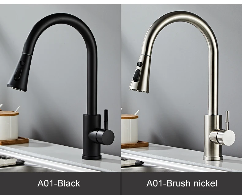 Chrome/Black/Golden Pull Out Kitchen Faucets Hot Cold Water Stream Sprayer Spout Pull Down Tap Mixer Crane For Kitchen EL5407 under cabinet paper towel holder